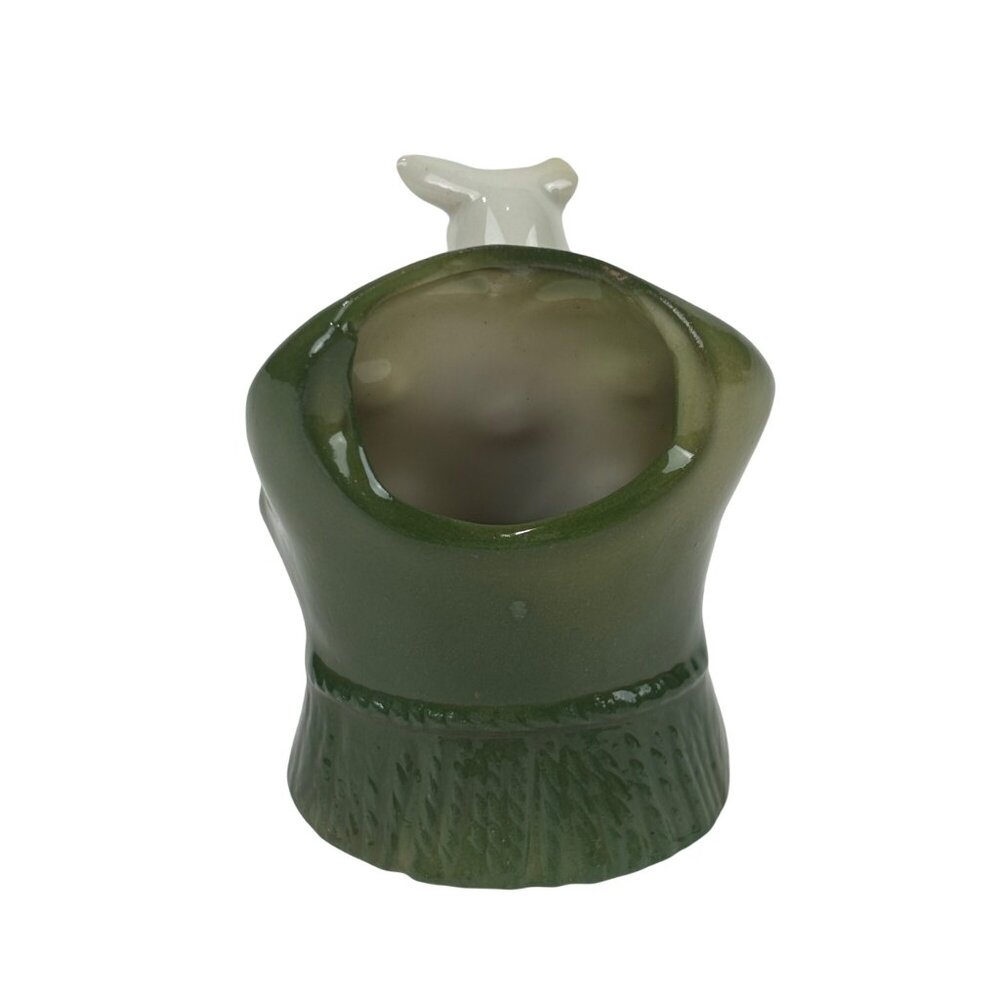 Vintage Porcelain Pig On Chair Toothpick Holder Tiny Green Vase - Picture 5 of 10